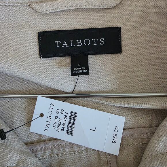 Talbots Button Front Jacket Beige Khaki Women Size L Long Sleeve NEW - Picture 10 of 13